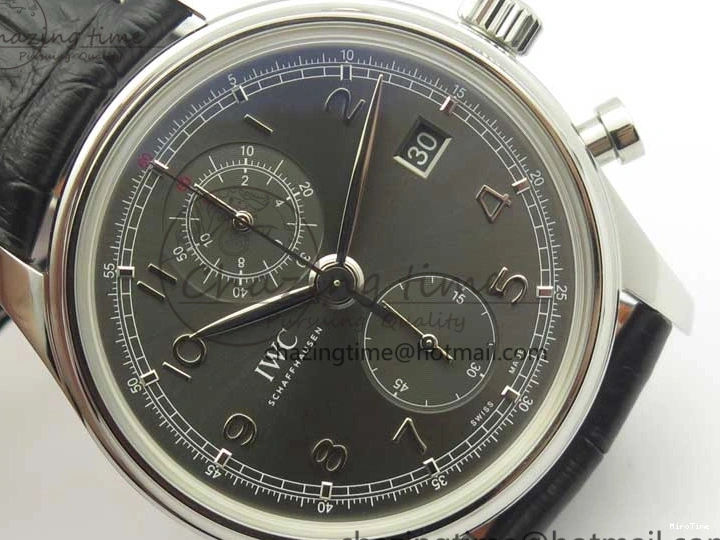 MIROTIME 0320 Portuguese Chrono SS ZF 1:1 Best Edition Gray Dial SS On Black Leather Strap A ZipUp 7215